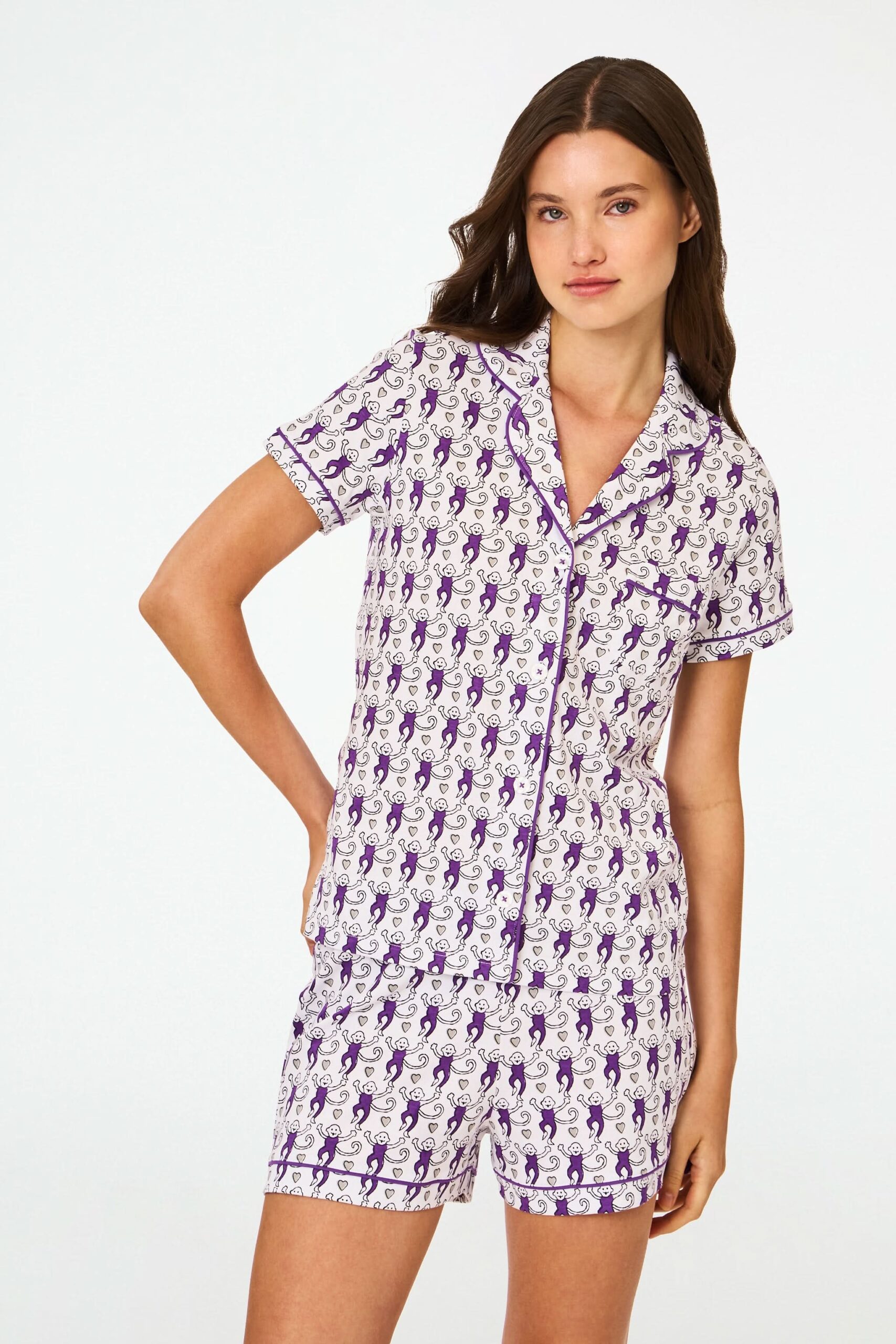 WOMENSLOVELYMONKEYPOLOPAJAMASPURPLESILVERROLLERRABBIT_014